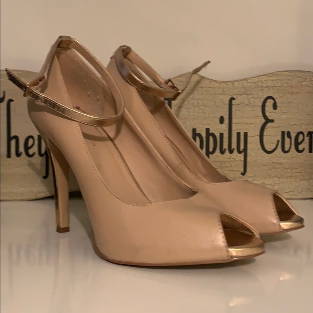 Ankle strap nude heels